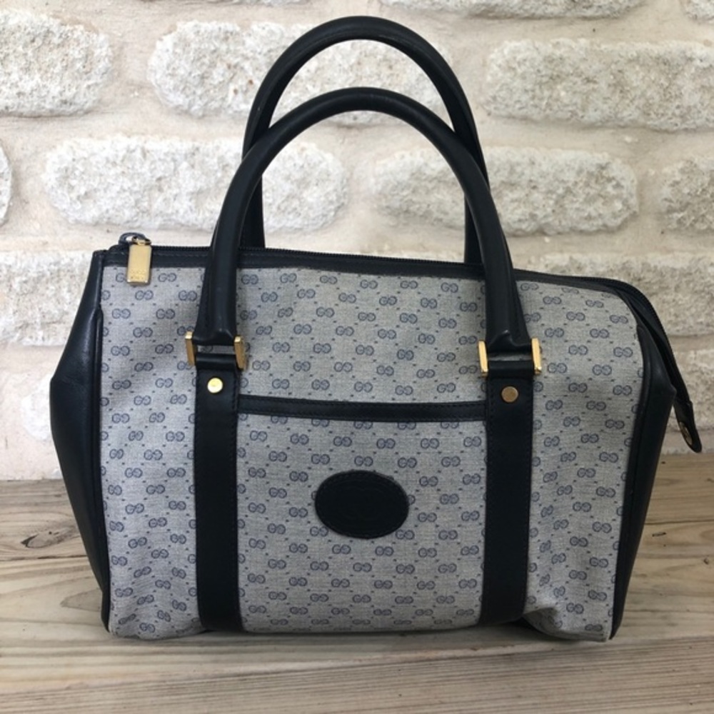 Gucci Navy Microguccissima satchel bag 1980s VTG